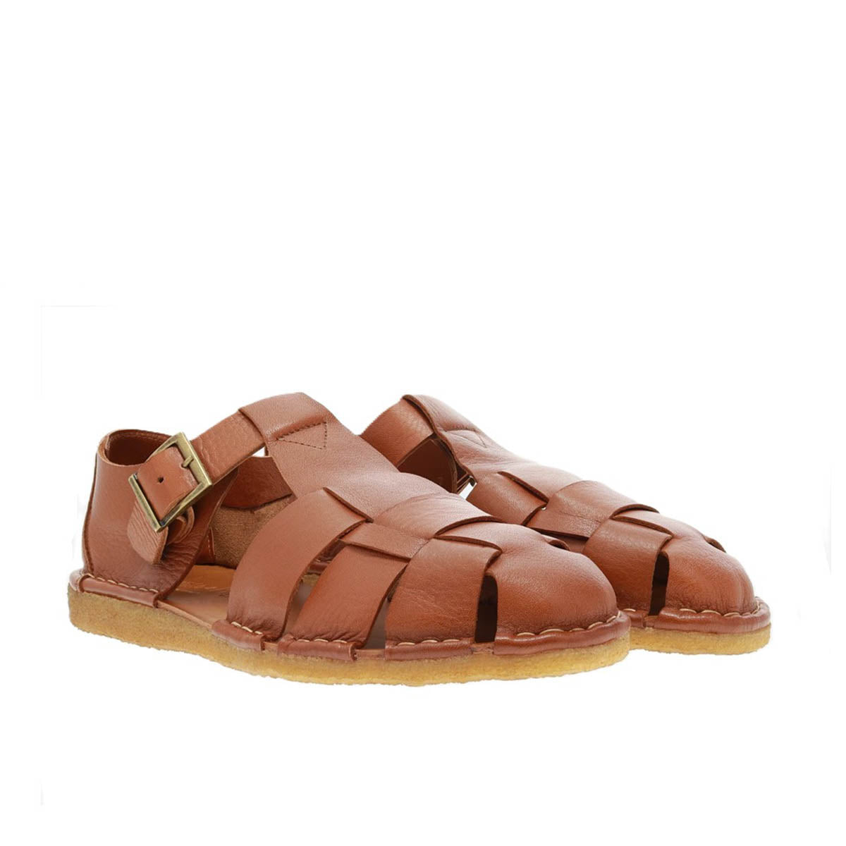 【美品】Punto Pigro　SABO SANDALS TEXAS 50 Punto Pigro Womens 37 6.5 Sandals Shoes Brown Woven Leather