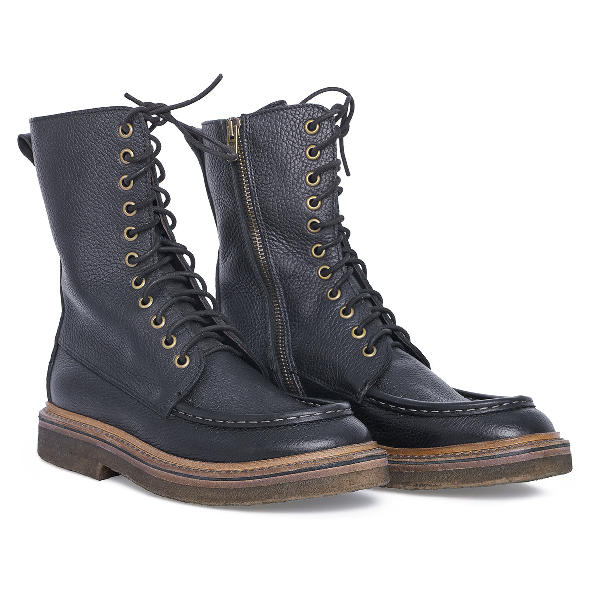 RARE! Punto Pigro X Journal Standard Grained Leather Opanka Lace Up Boots Punto Pigro – tagged  main image 4