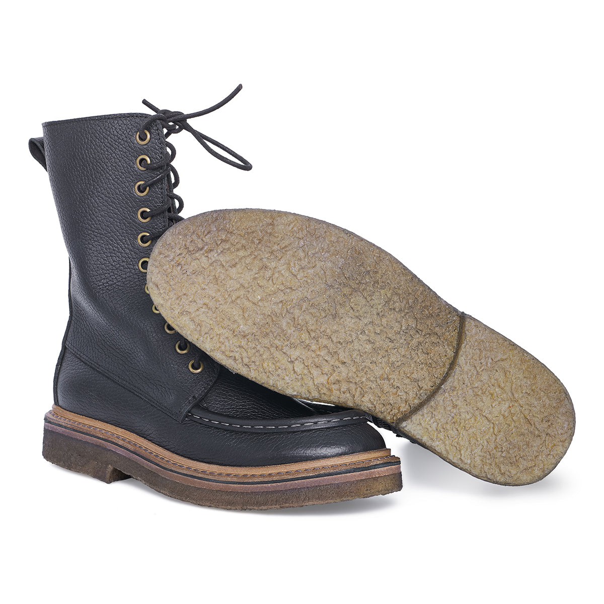 RARE! Punto Pigro X Journal Standard Grained Leather Opanka Lace Up Boots Punto Pigro – tagged  main image 3